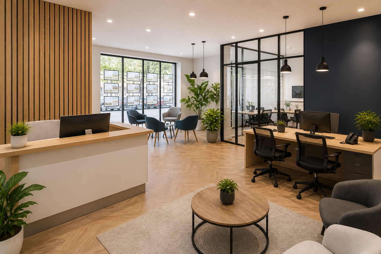 Travaux de r&eacute;novation compl&egrave;te d'un local commercial en agence immobili&egrave;re 